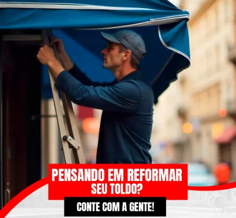 Reforma de toldo sendo realizada